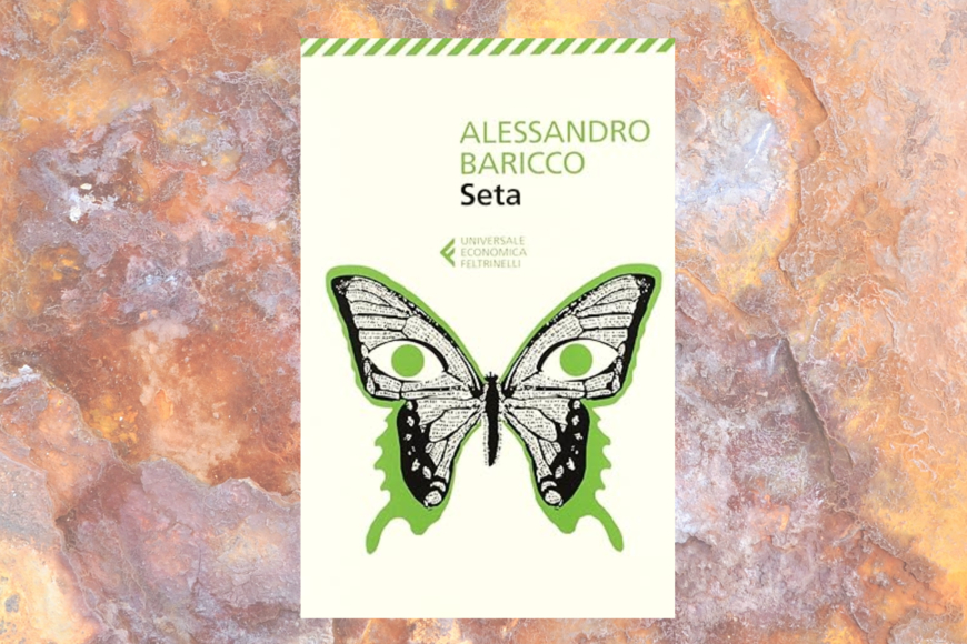 Book cover shows a butterfly drawn in black ink with green border and 