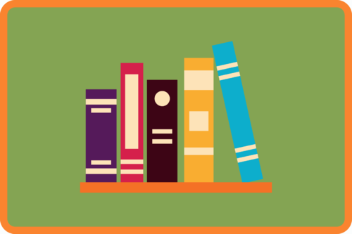 Drawing of books on a green background