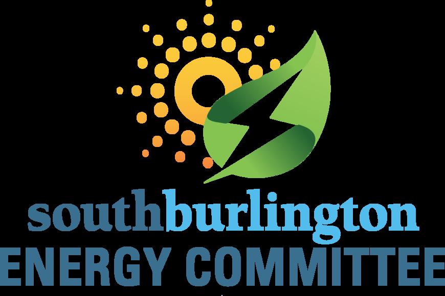 The logo of the South Burlington Energy Committee which has a sun and green leaf with an energy bolt.