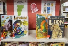 Red Clover picture books on display.
