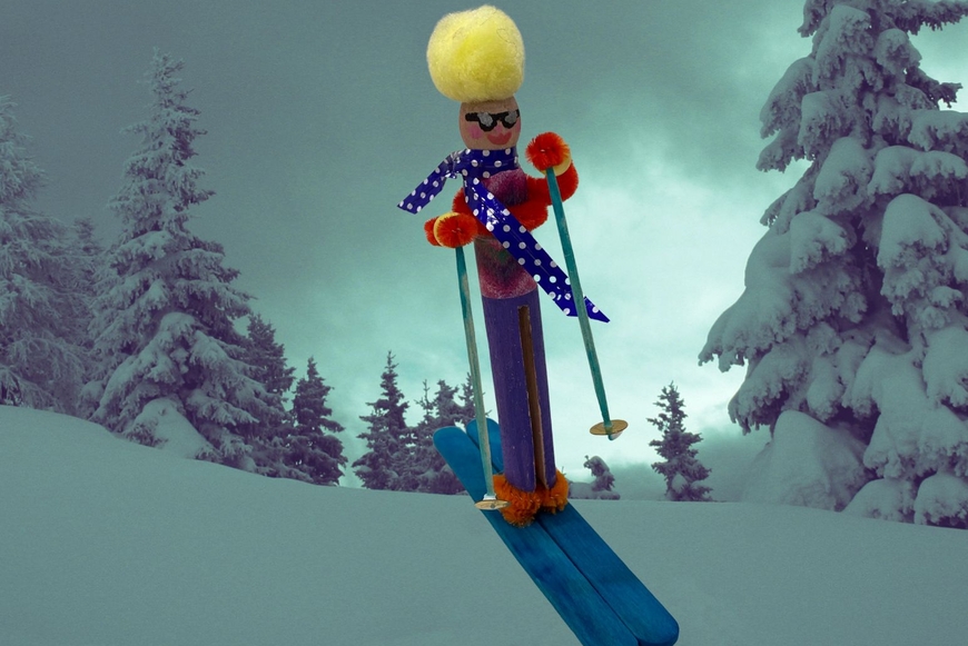 Clothespin skier